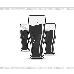 Three glasses of beer for stickers, banners, - vector clipart