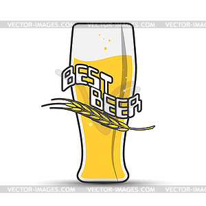 Glass of beer with inscription BEST BEER and spike - vector clipart