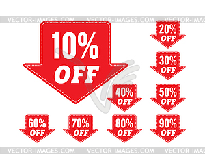 Set of stickers with percentage discount for - vector clip art