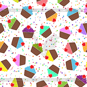 Stylized seamless pattern with muffin and cherry fo - vector clipart