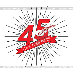 45th anniversary. Greeting inscription with salute - vector clipart