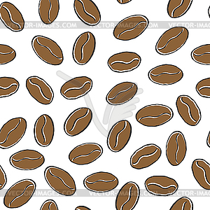 Seamless abstract pattern with coffee beans for - vector image