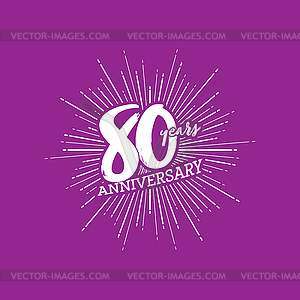 Number 80 on background of fireworks. - vector image