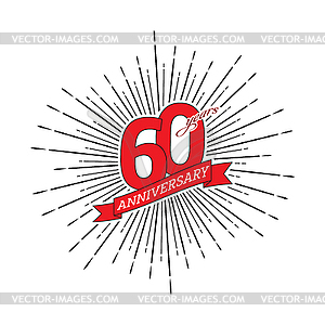 Number 60 with greeting ribbon on background of - vector clip art