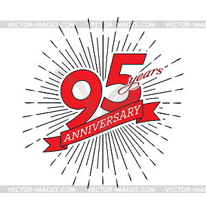 95th anniversary. Greeting inscription with salute - royalty-free vector clipart