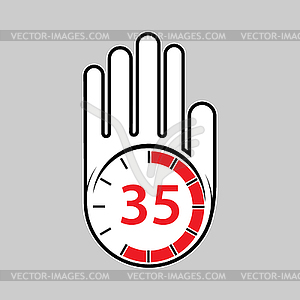 Raised, open hand with watch on it. Time for rest o - vector clipart / vector image