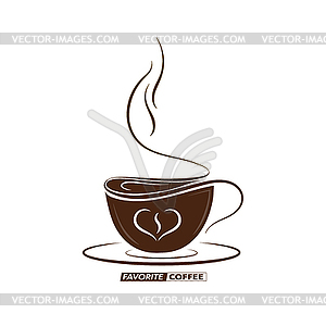 Drawn outline of coffee Cup with words FAVORITE - vector clipart