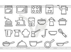 Set of kitchen accessories for stickers, - vector clip art