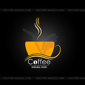 Cup of hot coffee with inscription Natural taste. - vector image