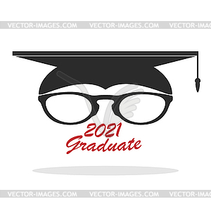 Graduate hat with frame of glasses and inscription - vector clip art