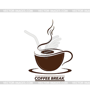 Hand-drawn silhouette of coffee Cup with inscriptio - vector image