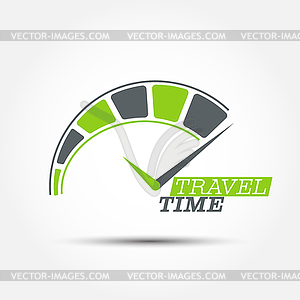 With dial and inscription TRAVEL TIME - color vector clipart