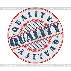 Stamp with QUALITY impression. Grunge style with - vector clipart