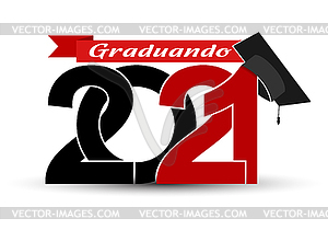 Класс и выпускники 2021 года с выпускной шапкой. - векторный клипарт / векторное изображение