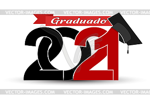 Class and graduates of 2021 with graduation cap. - vector EPS clipart