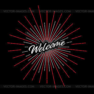 Welcome sign on salute background for banner, - vector clipart