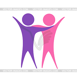 Silhouettes of two people embracing. for creative d - vector image