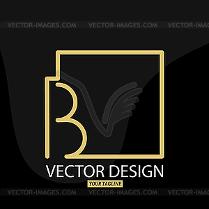Letter B with square frame. template for logo, label - vector clip art