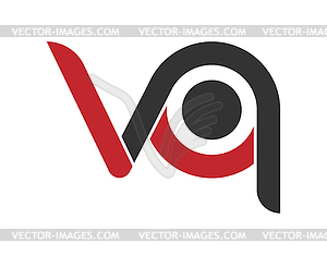 Stylized lowercase letters V and Q are linked by - vector image