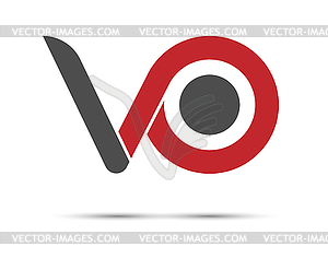 Stylized lowercase letters V and O are linked by - vector image