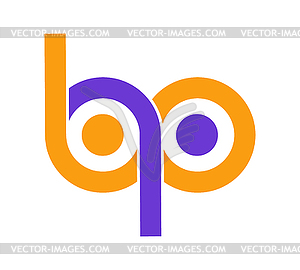 Stylized lowercase letters B and P are linked by - vector image