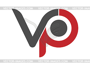 Stylized lowercase letters V and P are linked by - vector image