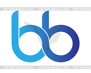 Stylized lowercase letters B and B are linked by - vector image