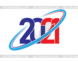 Stylized number 2021 for new Year and Christmas - vector clip art