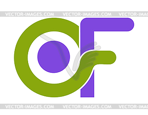 Stylized lowercase letters F and O are linked by - vector clipart