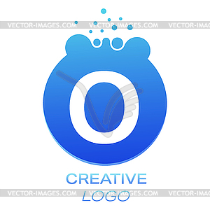 Креативный логотип. буква O на круглую точку с вкраплениями - клипарт в векторном формате