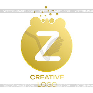 Creative logo. letter Z on round dot with splashes - vector image