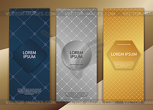 Set of dark banners with geometric shapes. f - vector image