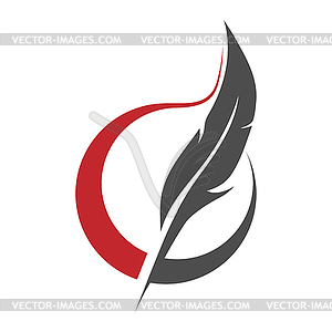 Plumelet divides semicircle. Blank for logo, - vector clipart