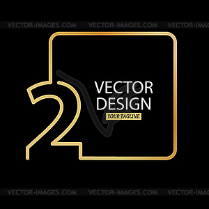 Stylized number 2 with square border. template for - vector image