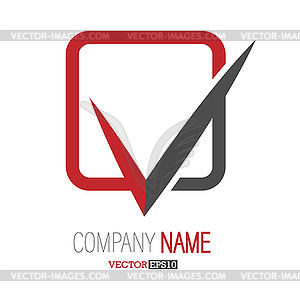 Check mark separates square. Blank for logo, - vector image