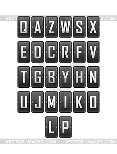 Letters of English alphabet on cells of mechanical t - vector clipart