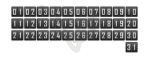 Set of numbers of 1 to 31 on cells of mechanical - royalty-free vector clipart