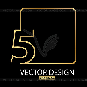 Stylized number 5 with square border. template for - vector image