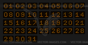 Numbers of 1 to 31 for calendar or sports event in - vector image