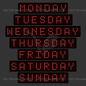 Set of names of days of week in form of an - vector clipart