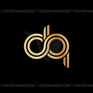 Lowercase letters d and q. Flat bound design in - vector image