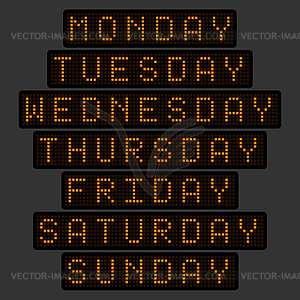 Set of names of days of week in form of an - vector clip art