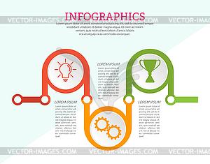 Инфографический шаблон с визуальными значками. 3 этапа - цветной векторный клипарт