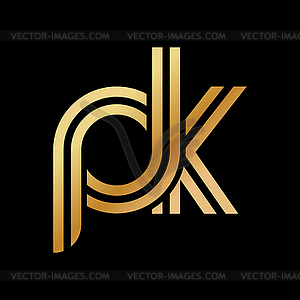 Lowercase letters p and k. Flat bound design in - vector clipart