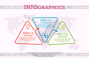 Инфографический шаблон с визуальными значками. 3 этапа - векторный клипарт