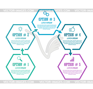 Инфографический шаблон с визуальными значками. 5 этапов - векторное изображение EPS