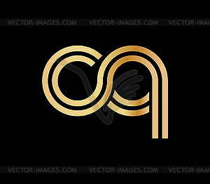 Lowercase letters c and q. Flat bound design in - vector clip art