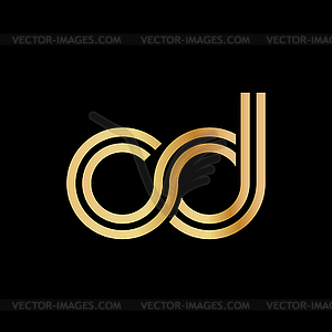 Lowercase letters c and D. Flat bound design in - vector clipart