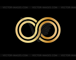 Lowercase letters c and o. Flat bound design in - vector clip art