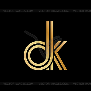 Lowercase letters o and k. Flat bound design in - vector clipart